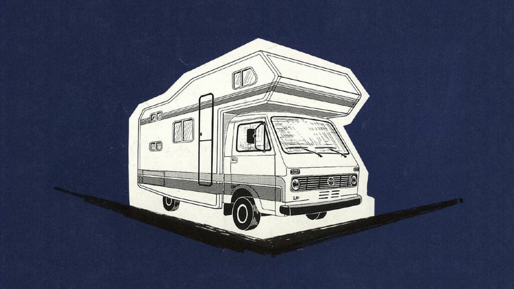 Skizze eines alten Camperfahrzeugs